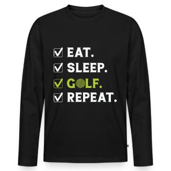 Golf Golfen Golfspieler Golfspieler Golfschläger - Männer Premium Bio Langarmshirt - Schwarz - Vorne - Nico (187cm)