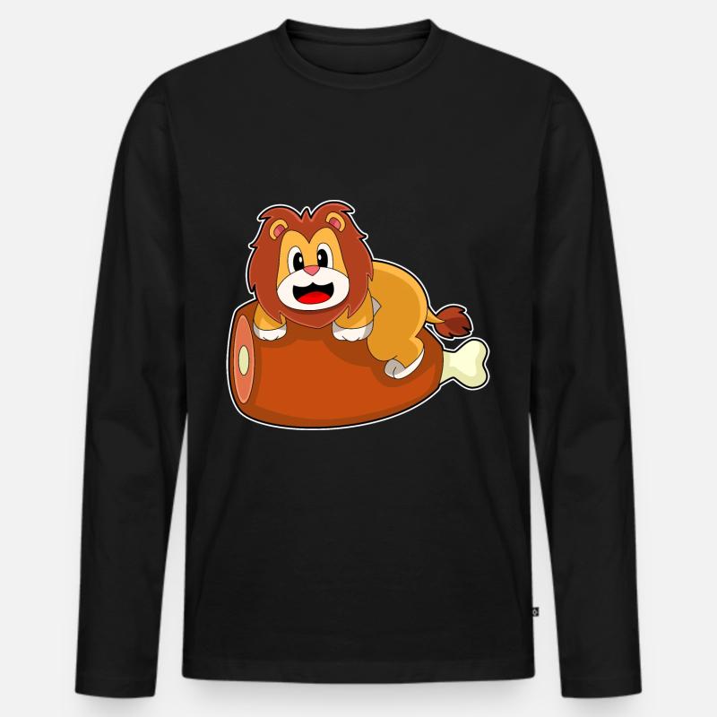 Löwe Fleisch - Männer Premium Bio Langarmshirt - Schwarz