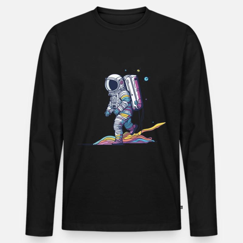 Astronaut - Männer Premium Bio Langarmshirt - Schwarz