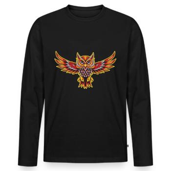 Eule im Tribal-Stil: Ein Symbol der Weisheit - Männer Premium Bio Langarmshirt - Schwarz - Vorne - Nico (187cm)