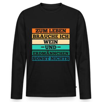 Wein Erdmännchen - Männer Premium Bio Langarmshirt - Schwarz - Vorne - Nico (187cm)