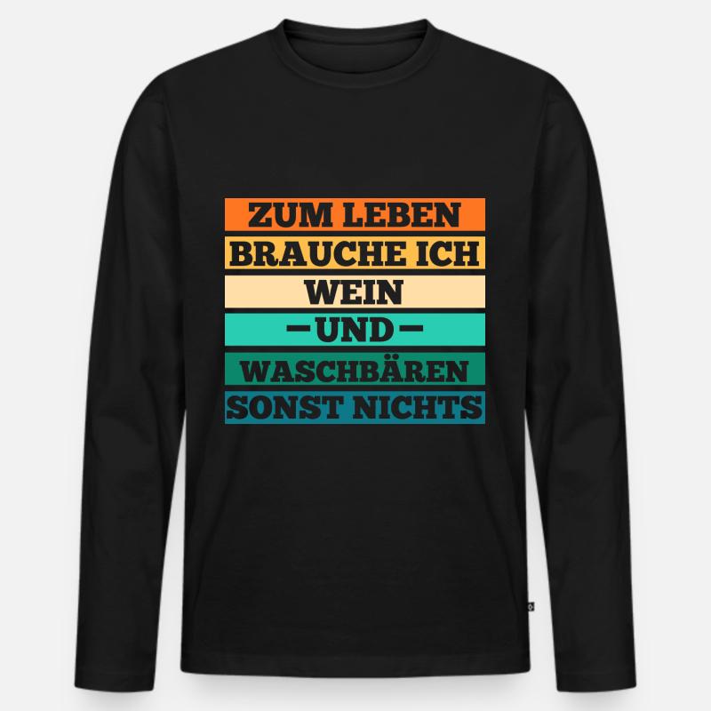 Wein Waschbär - Männer Premium Bio Langarmshirt - Schwarz