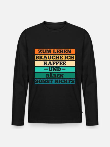 Kaffee Braunbär Bär - Männer Premium Bio Langarmshirt - Schwarz