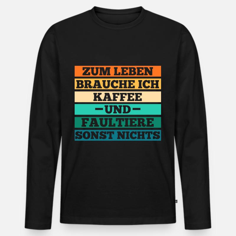 Kaffee Faultier - Männer Premium Bio Langarmshirt - Schwarz