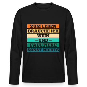 Wein Faultier - Männer Premium Bio Langarmshirt - Schwarz - Vorne - Nico (187cm)