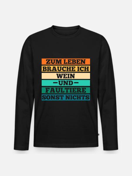 Wein Faultier - Männer Premium Bio Langarmshirt - Schwarz