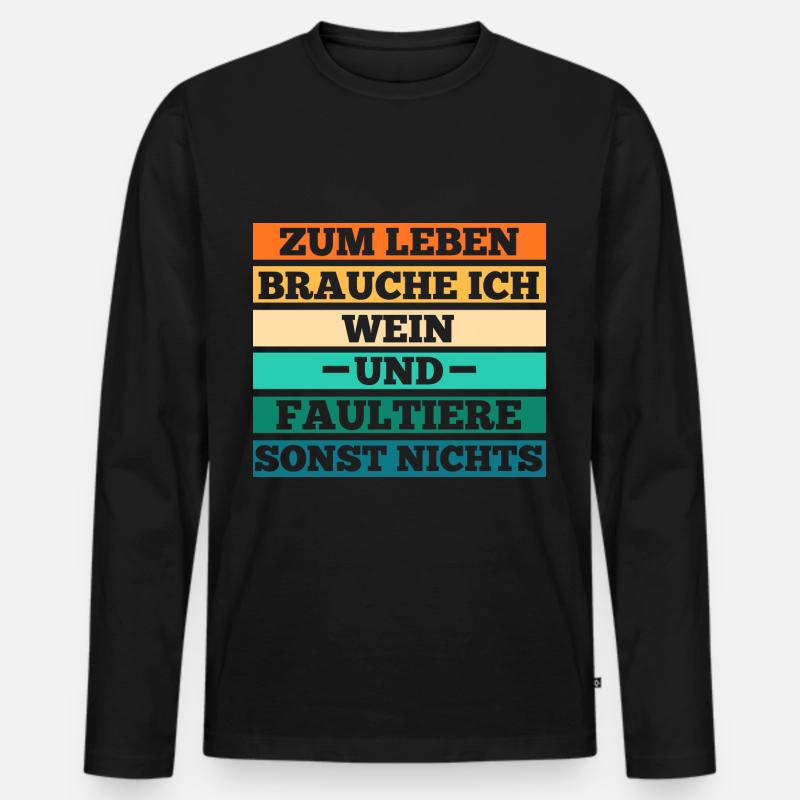 Wein Faultier - Männer Premium Bio Langarmshirt - Schwarz
