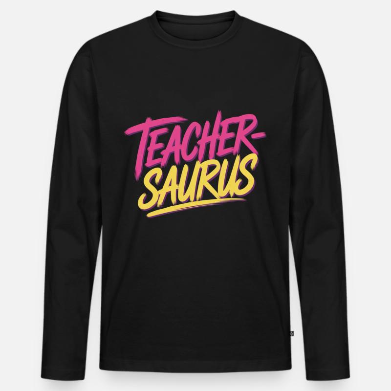 Teacher-saurus 12 - Männer Premium Bio Langarmshirt - Schwarz