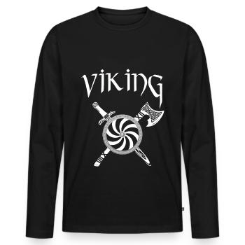 Vikings Viking - T-shirt manches longues Premium bio Homme - noir - Devant - Nico (187cm)