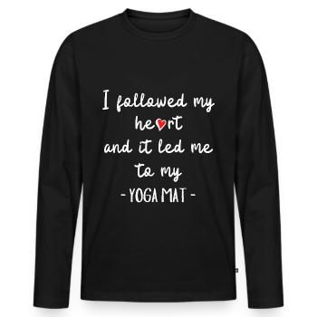 J’ai suivi mon cœur et cela m’a conduit à mon tapis de yoga. - T-shirt manches longues Premium bio Homme - noir - Devant - Nico (187cm)