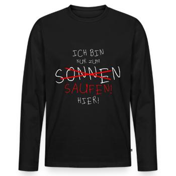 Nur zum Saufen Hier Mallorca Bier JGA Party - Männer Premium Bio Langarmshirt - Schwarz - Vorne - Nico (187cm)