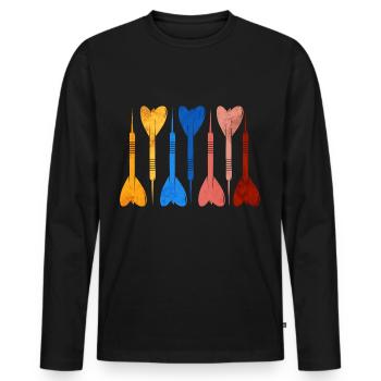 Dart Retro Darts Player - Men's Premium Organic Long Sleeve Shirt - black - Front - Nico (187cm)
