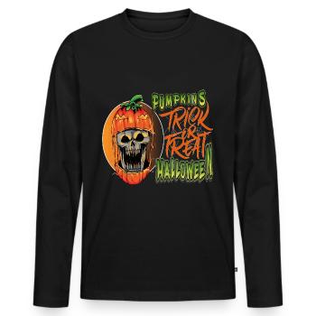 Kürbisse Halloween Süßes oder Saures - Männer Premium Bio Langarmshirt - Schwarz - Vorne - Nico (187cm)