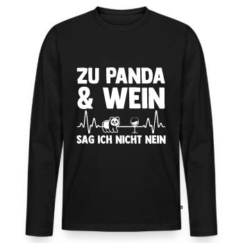Pandabär Wein Panda - Männer Premium Bio Langarmshirt - Schwarz - Vorne - Nico (187cm)