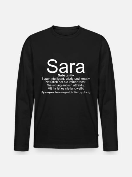 Name Definition Sara - Männer Premium Bio Langarmshirt - Schwarz