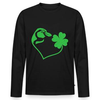 Pingouin Shamrock Lucky Charm Amour - T-shirt manches longues Premium bio Homme - noir - Devant - Nico (187cm)