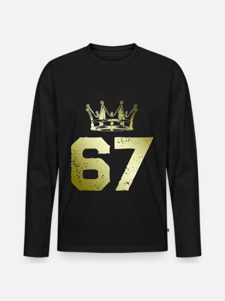 67 Nummerkrone - Premium økologisk langærmet T-shirt til mænd - sort