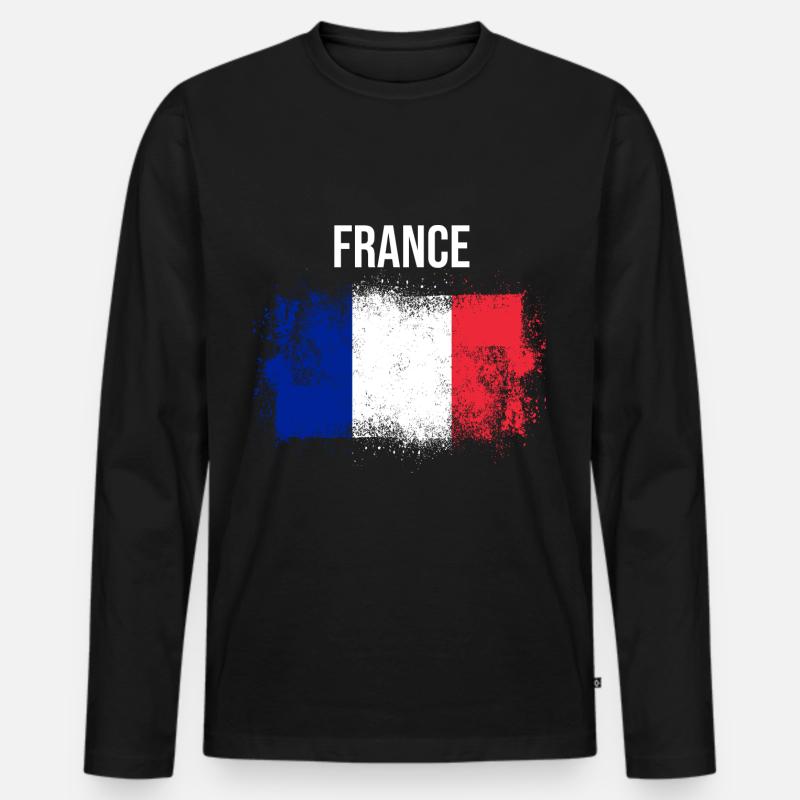 Frankreich - Männer Premium Bio Langarmshirt - Schwarz