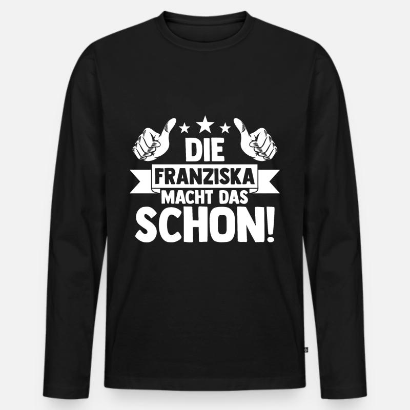 Franziska - Männer Premium Bio Langarmshirt - Schwarz