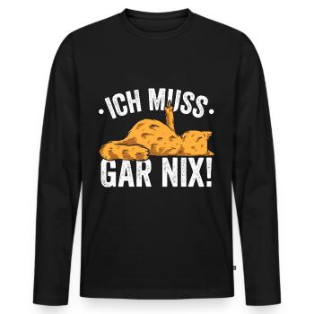 Ich muss Gar Nix! - Männer Premium Bio Langarmshirt - Schwarz - Vorne - Nico (187cm)