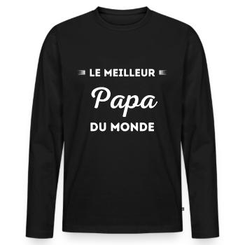 Le meilleur papa du monde - T-shirt manches longues Premium bio Homme - noir - Devant - Nico (187cm)