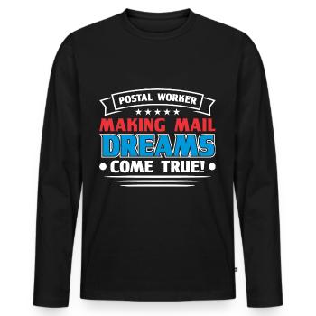 Postbote Briefträger Brief Paketdienst Geschenk - Männer Premium Bio Langarmshirt - Schwarz - Vorne - Nico (187cm)