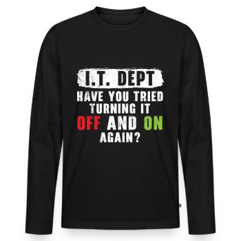 Stay calm and submit a ticket - Men's Premium Organic Long Sleeve Shirt - black - Front - Nico (187cm)