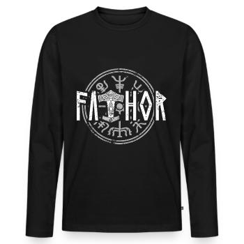 Fathor Papa Viking Father Warrior Thor Saying - Men's Premium Organic Long Sleeve Shirt - black - Front - Nico (187cm)