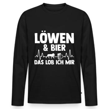 Löwe Löwen - Männer Premium Bio Langarmshirt - Schwarz - Vorne - Nico (187cm)
