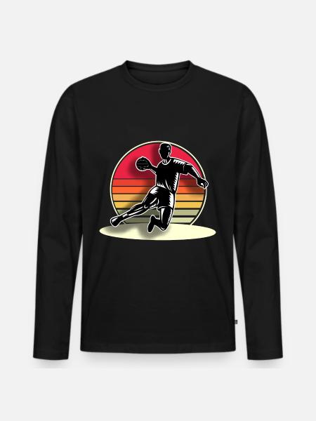 Handball Handballer - Männer Premium Bio Langarmshirt - Schwarz