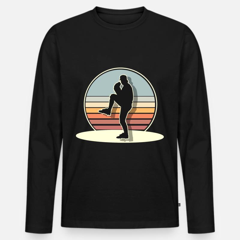 Baseball - Männer Premium Bio Langarmshirt - Schwarz
