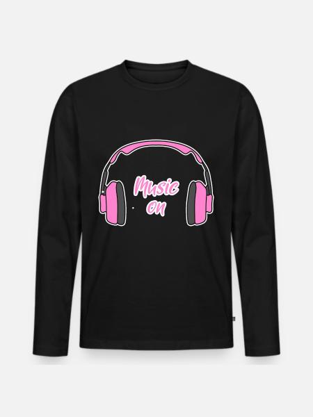 Music on Women's DJ Headphones pink - Men's Premium Organic Long Sleeve Shirt - black