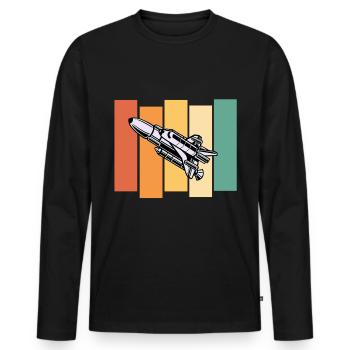 Raumschiff Astronaut Raumfahrt - Männer Premium Bio Langarmshirt - Schwarz - Vorne - Nico (187cm)