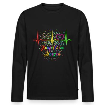 Konfetti im Herzen - Karneval - Verkleidung - Männer Premium Bio Langarmshirt - Schwarz - Vorne - Nico (187cm)