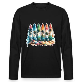 Surfeurs - T-shirt manches longues Premium bio Homme - noir - Devant - Nico (187cm)