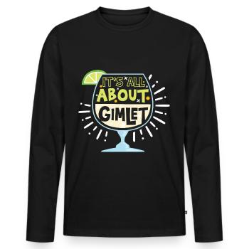 Tout tourne autour du cocktail Gimlet - T-shirt manches longues Premium bio Homme - noir - Devant - Nico (187cm)