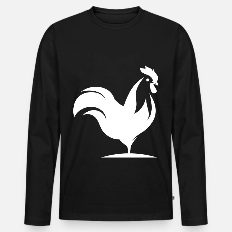 Hahn Tier silhouette - Männer Premium Bio Langarmshirt - Schwarz