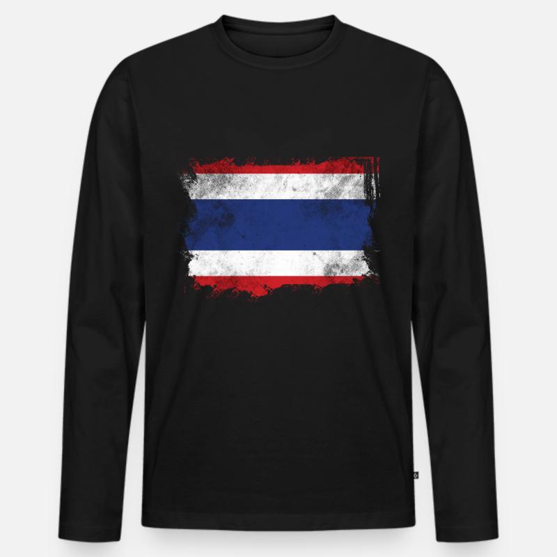 Thailand Flagge - Männer Premium Bio Langarmshirt - Schwarz