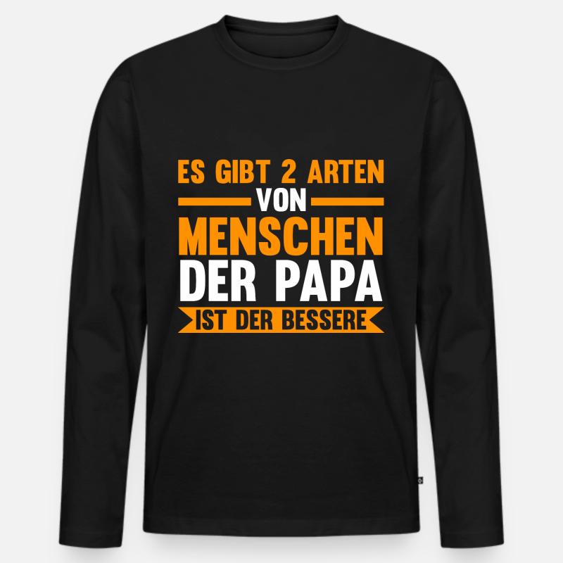 Vater Papi Papa - Männer Premium Bio Langarmshirt - Schwarz