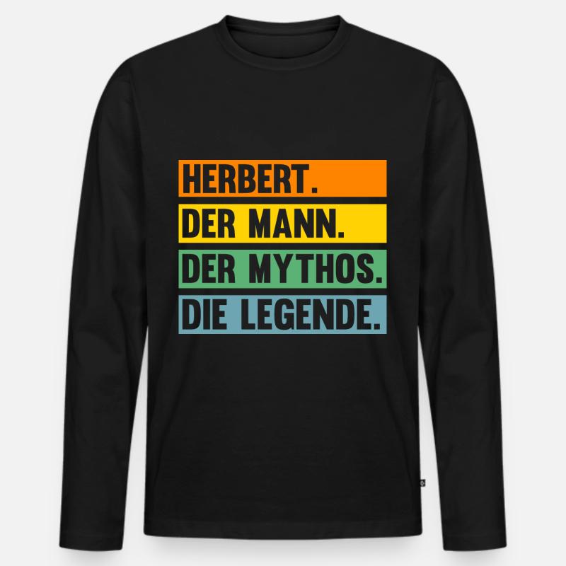 Herbert - Männer Premium Bio Langarmshirt - Schwarz