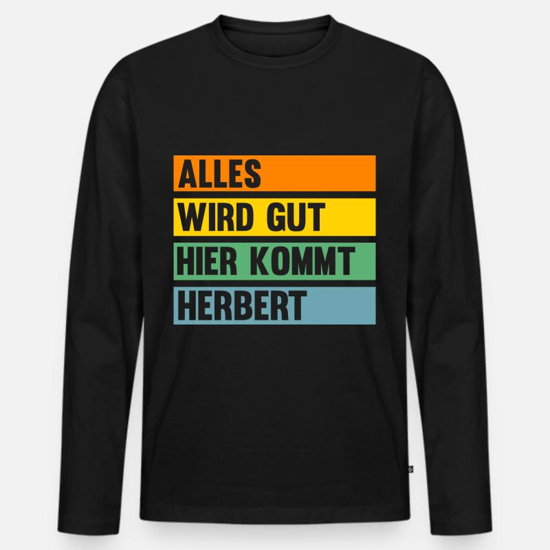 Herbert - Männer Premium Bio Langarmshirt - Schwarz