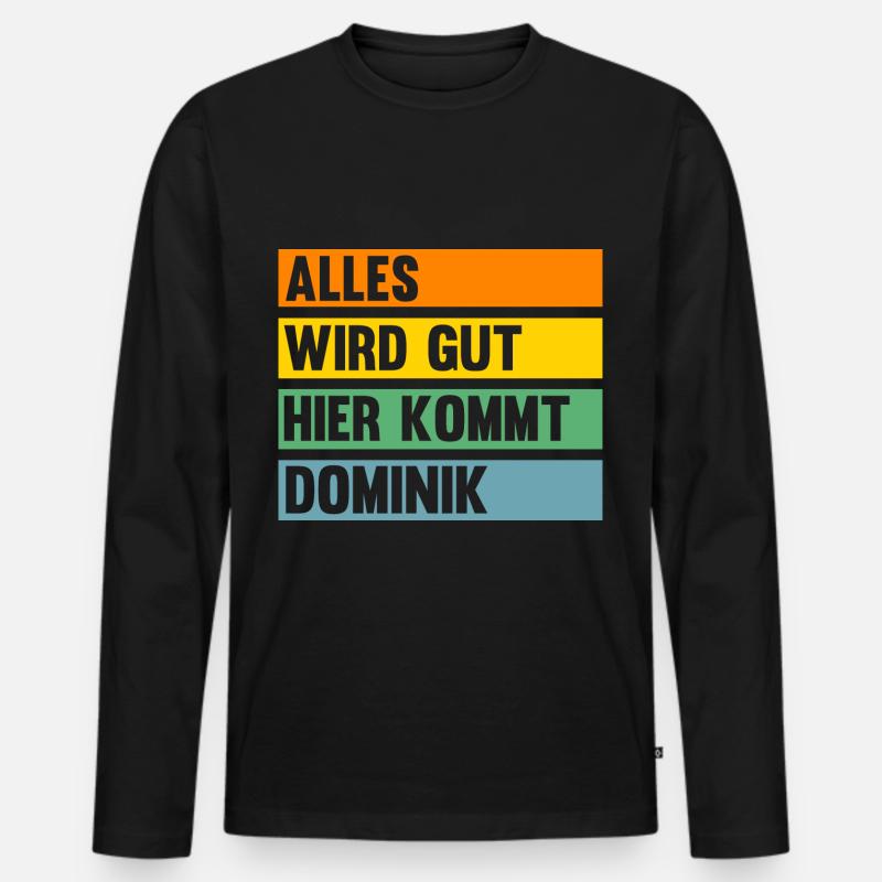 Dominik - Männer Premium Bio Langarmshirt - Schwarz