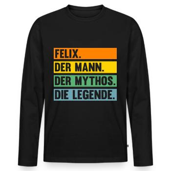 Felix - Männer Premium Bio Langarmshirt - Schwarz - Vorne - Nico (187cm)