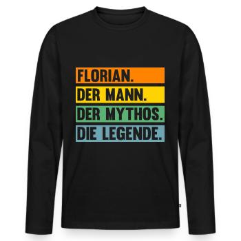 Florian - Männer Premium Bio Langarmshirt - Schwarz - Vorne - Nico (187cm)