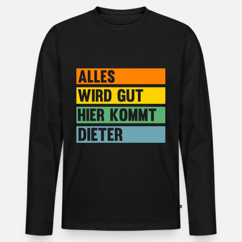 Dieter - Männer Premium Bio Langarmshirt - Schwarz
