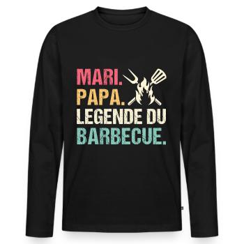 Mari papa légende du barbecue cadeau fête des père - T-shirt manches longues Premium bio Homme - noir - Devant - Nico (187cm)