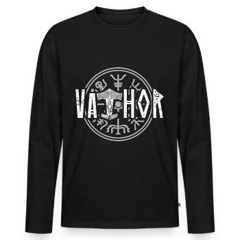 Vathor Wikinger Vater Thor Papa Krieger Spruch - Männer Premium Bio Langarmshirt - Schwarz - Vorne - Nico (187cm)
