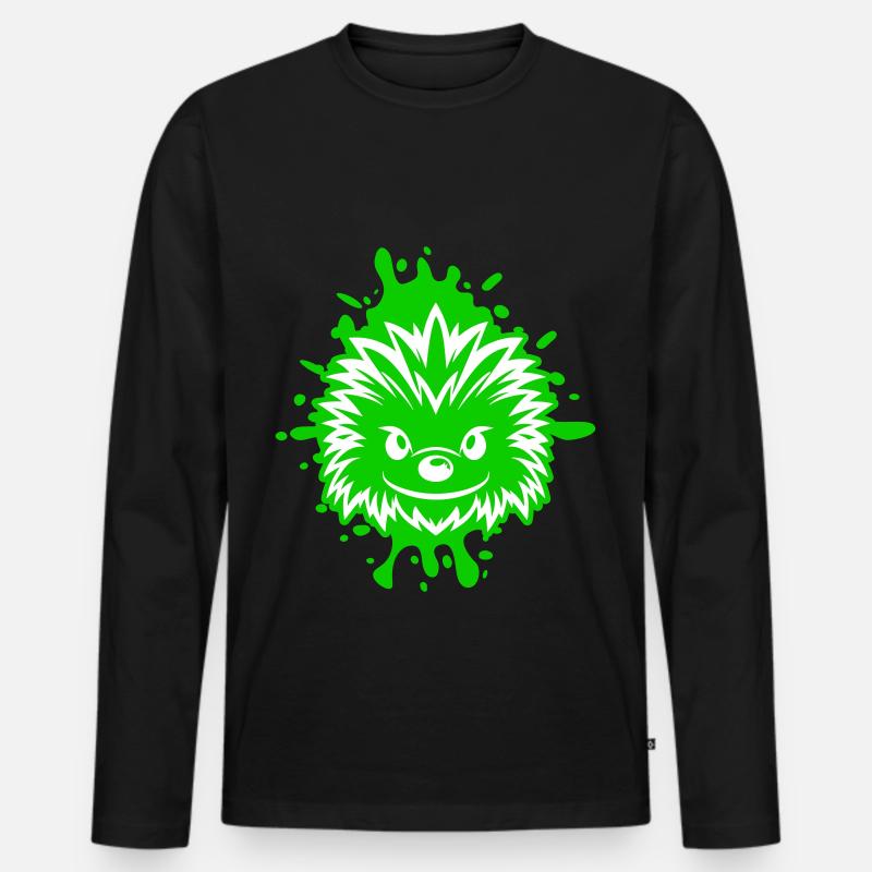Igel Comic - Männer Premium Bio Langarmshirt - Schwarz