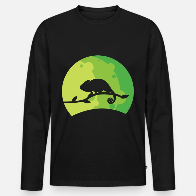 Chamäleon - Männer Premium Bio Langarmshirt - Schwarz
