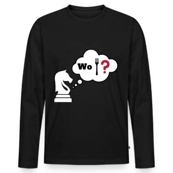 Schach Spruch Geschenk Schachmatt Queens Gambit - Männer Premium Bio Langarmshirt - Schwarz - Vorne - Nico (187cm)